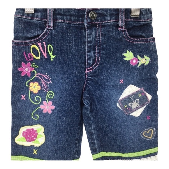 Flapdoodles Girls Boho Denim Capri Pants - Picture 6 of 12